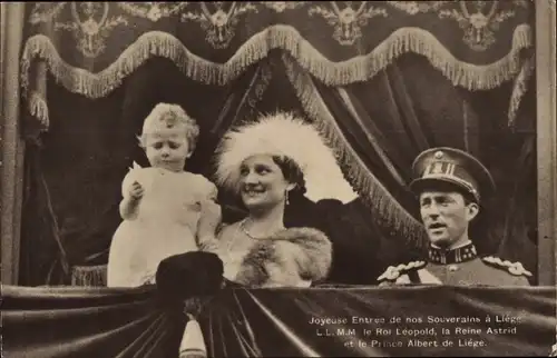 Ak König Leopold, Königin Astrid, Prinz Albert von Belgien