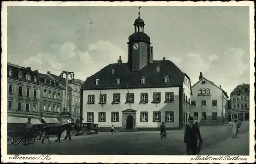 Ak Meerane in Sachsen, Markt, Rathaus