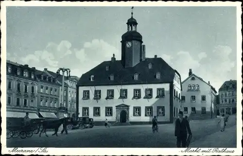 Ak Meerane in Sachsen, Markt, Rathaus