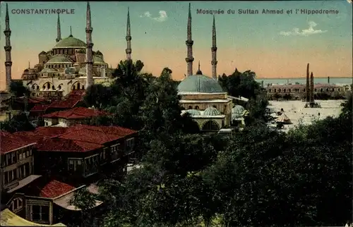 Ak Konstantinopel Istanbul Türkei, Mosquee du Sultan Ahmed et l'Hippodrome