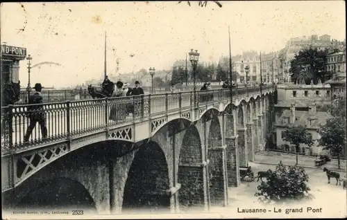 Ak Lausanne Kanton Waadt, Le grand Pont