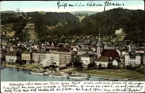 Ak Bad Schandau Sächsische Schweiz, Panorama