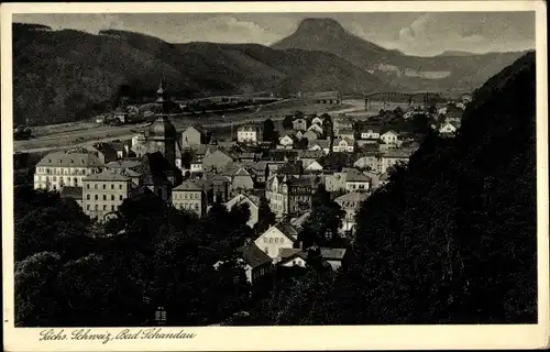 Ak Bad Schandau Sächsische Schweiz, Panorama vom Ort