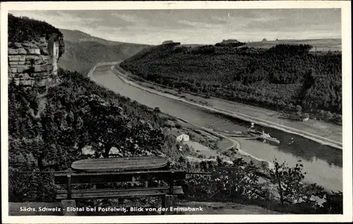 Ak Postelwitz Bad Schandau Sächsische Schweiz, Blick von der Emmabank