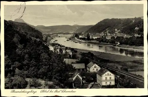 Ak Bad Schandau Sächsische Schweiz, Elbsandsteingebirge, Panorama