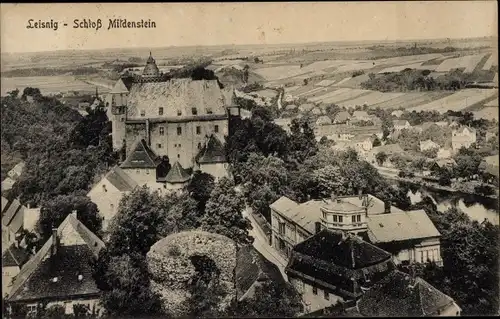 Ak Leisnig in Sachsen, Schloss Mildenstein, Gesamtansicht