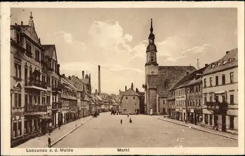 Ak Lunzenau in Sachsen, Markt, Kirche