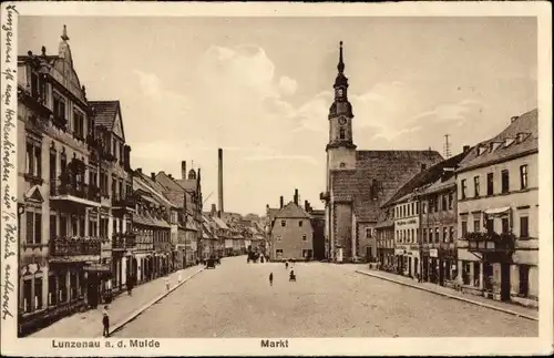 Ak Lunzenau in Sachsen, Markt, Kirche