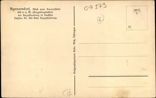 Ak Kunnersdorf Erdmannsdorf Augustusburg im Erzgebirge, Blick vom Kunnerstein