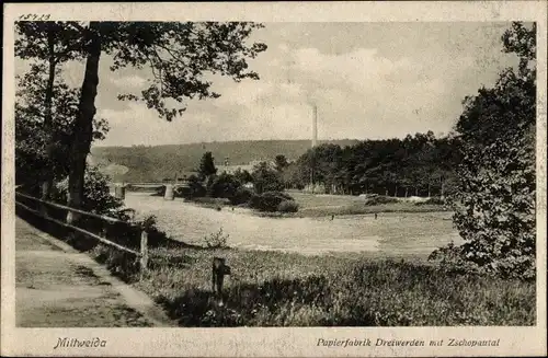 Ak Mittweida in Sachsen, Papierfabrik Dreiwerden mit Zschopautal