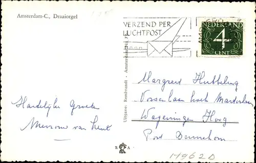 Ak Amsterdam Nordholland Niederlande, Draaiorgel, Stadtansicht