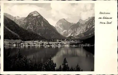 Ak Pertisau Eben am Achensee in Tirol, Panorama mit See und Gebirge