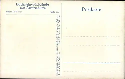 Ak Dachstein Steiermark, Südwände mit Austriahütte, Panorama