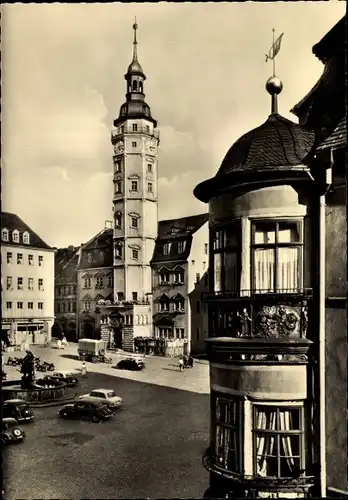 Ak Gera in Thüringen, Apothekenerker mit Blick nach dem Rathaus