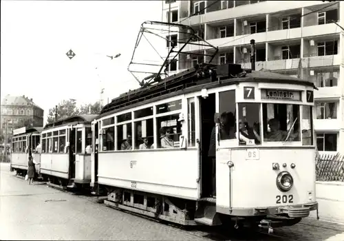 Ak Chemnitz in Sachsen, Straßenbahn Linie 7 Richtung Leninstraße, Tw 202