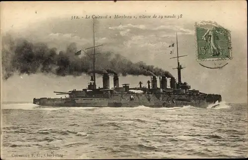 Ak Französisches Kriegsschiff, Le Cuirassé Mirabeau