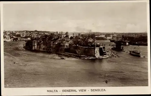 Ak Senglea Malta, Gesamtansicht