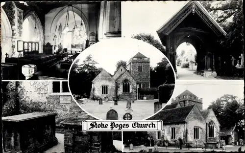 Ak Stoke Poges Buckinghamshire England, Church, Innenansichten, Sarkophage, Friedhof