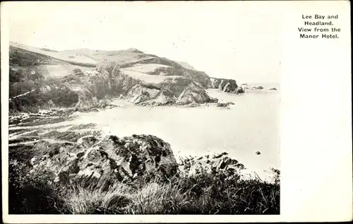Ak Ilfracombe Devon, Lee Bay and Headland, view from the Manor Hotel