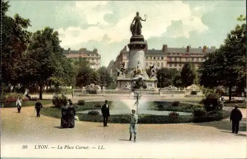 Ak Lyon Rhône, Place Carnot, Denkmal