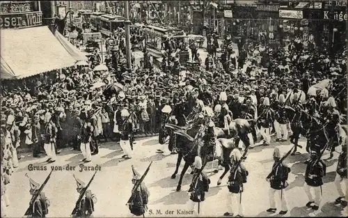 Ak Berlin, Parade, Kaiser Wilhelm II.