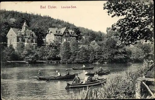 Ak Bad Elster im Vogtland, Ruderpartie, Louisa-See