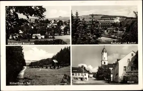 Ak Bad Brambach im Vogtland, Ortsansicht, Kurhotel und Kurhof, Röthenbach-Tal, Markt