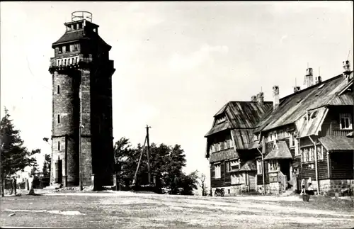 Ak Wildenthal Eibenstock im Erzgebirge, Auersberg, Unterkunftshaus und Turm