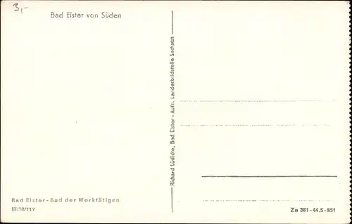 Ak Bad Elster im Vogtland, Blick von Süden