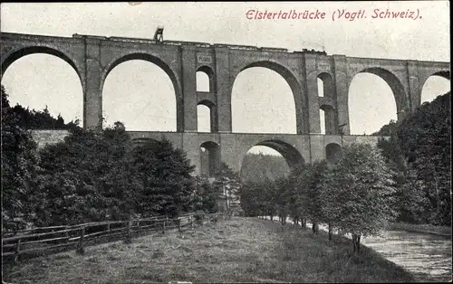 Ak Jocketa Pöhl im Vogtland, Elstertalbrücke