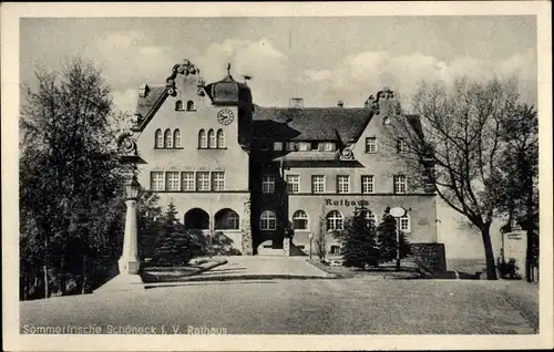 Ak Schöneck im Vogtland Sachsen, Sommerfrische, Blick auf das Rathaus