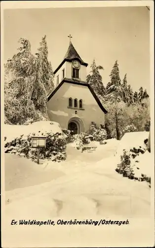 Ak Oberbärenburg Altenberg im Erzgebirge, Ev. Waldkapelle, Winter