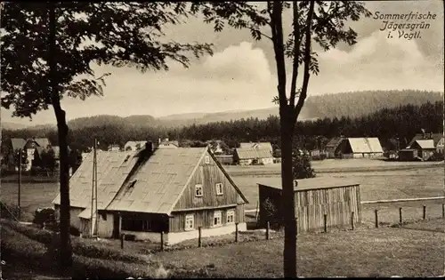 Ak Jägersgrün Muldenhammer im Vogtland, Ortspartie, Bauernhof