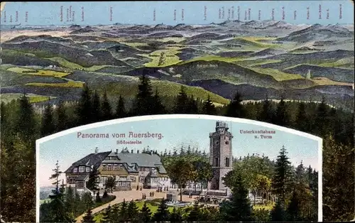 Ak Wildenthal Eibenstock im Erzgebirge, Panorama vom Auersberg, Unterkunftshaus, Riesenberg