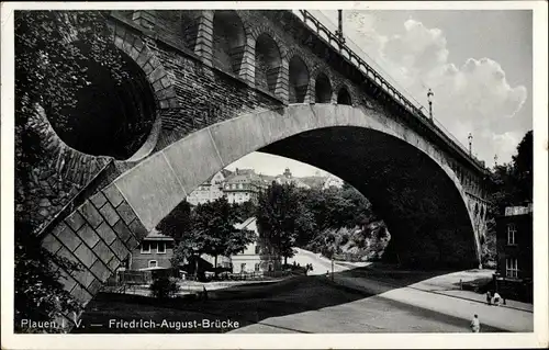 Ak Plauen im Vogtland, Friedrich-August-Brücke