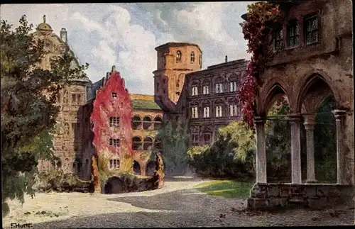 Künstler Ak Heidelberg am Neckar, Schlosshof