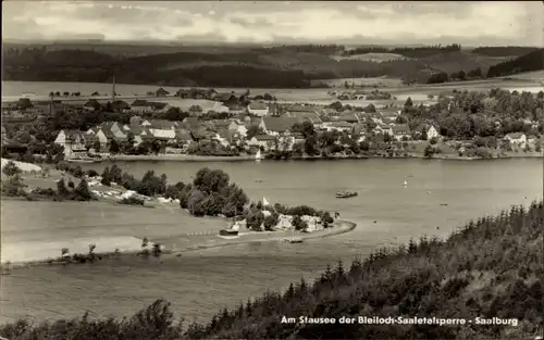 Ak Saalburg in Thüringen, Stausee der Bleilochtalsperre, Panorama