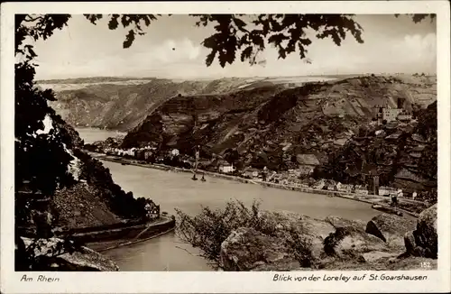 Ak Sankt Goarshausen am Rhein, Blick von der Loreley
