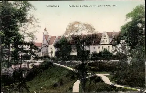 Ak Glauchau in Sachsen, Schlosspark und Schloss