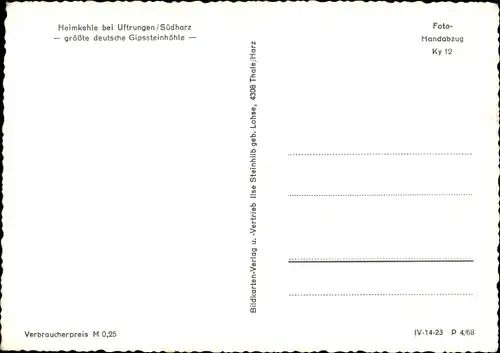 Ak Uftrungen im Harz, Höhle Heimkehle, Eingang zur Gaststätte, Höhleneingang, Inneres