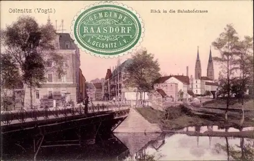 Ak Oelsnitz Vogtland, Blick in die Bahnhofstraße, Brücke