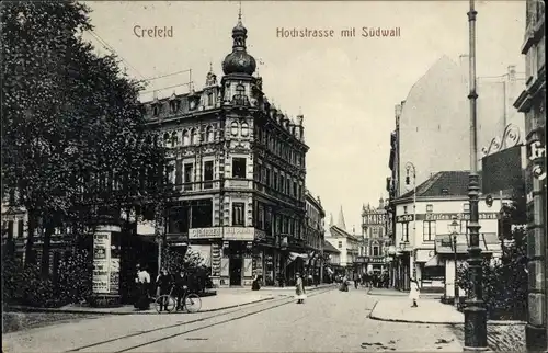 Ak Krefeld am Niederrhein, Hochstraße mit Südwall, Litfaßsäule