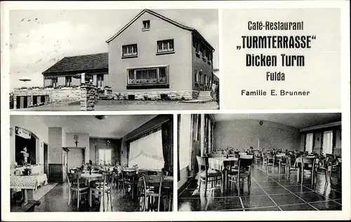 Ak Fulda in Hessen, Café Restaurant Turmterrasse Dicken Turm