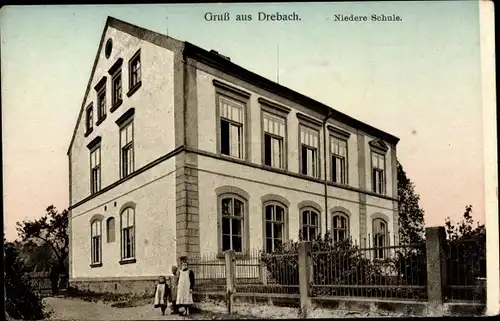 Ak Drebach im Erzgebirge Sachsen, Niedere Schule