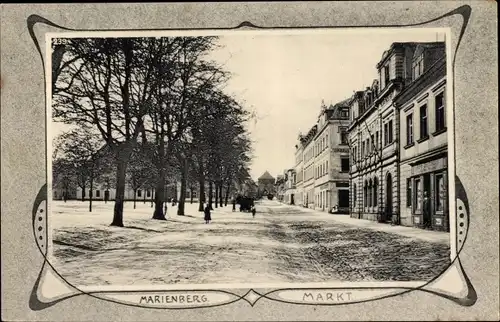 Passepartout Ak Marienberg im Erzgebirge Sachsen, Markt