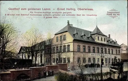 Ak Oberwiesa Niederwiesa Sachsen, Gasthof zum goldenen Lamm