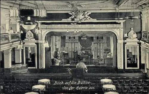 Ak Ronneburg in Thüringen, Schützenhaus, Bühne von der Galerie aus