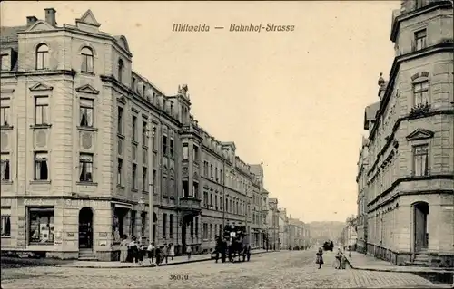 Ak Mittweida in Sachsen, Bahnhofstraße, Kolonialwarenhandlung Emil Aurich