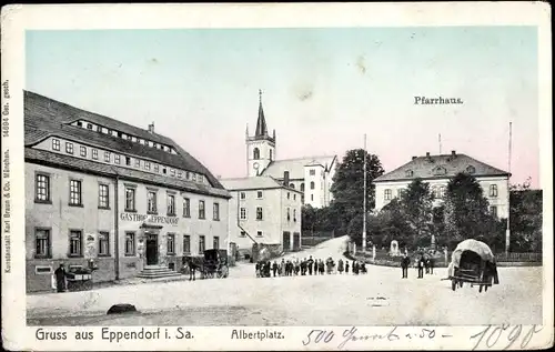 Ak Eppendorf in Sachsen, Albertplatz, Gasthof, Pfarrhaus