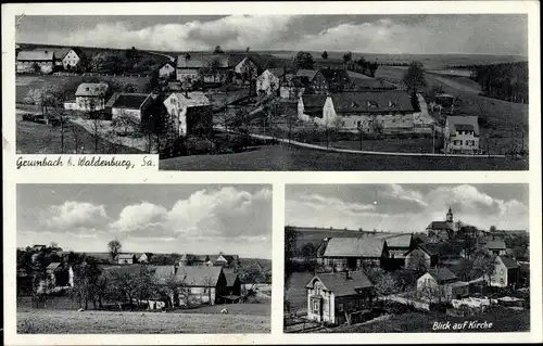 Ak Grumbach Callenberg in Sachsen, Gesamtansicht, Teilansicht mit Kirche